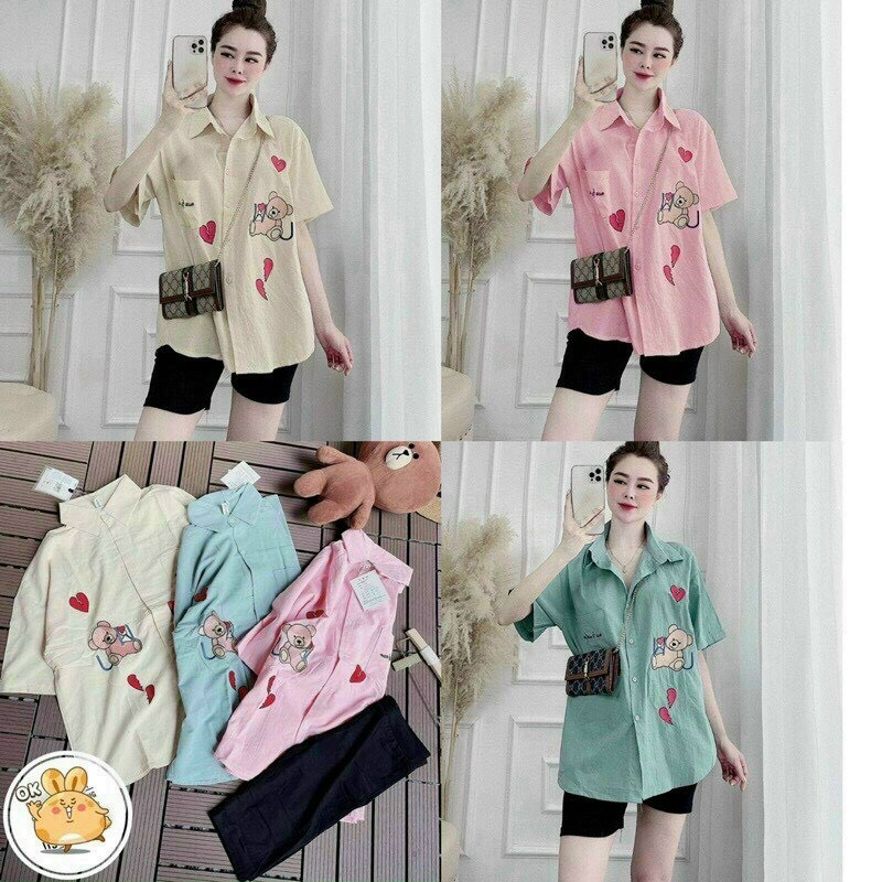 sét bộ áo sơ mi quần ngố from rộng