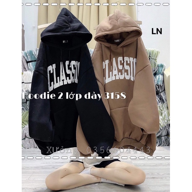 Áo hoodie CLASSIC mũ 2 lớp DA6