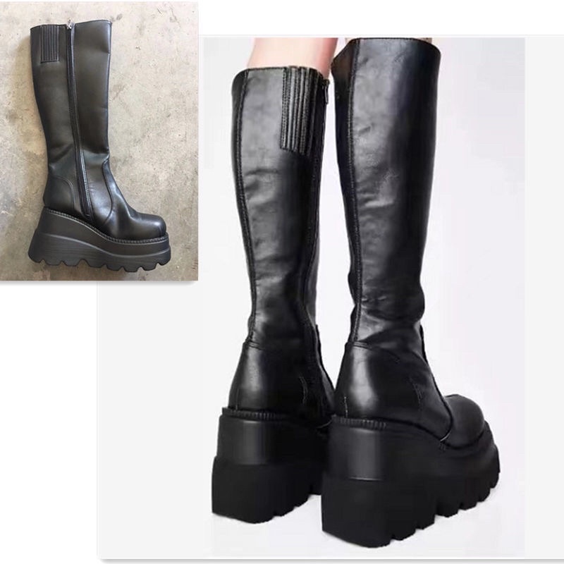 GIÀY BOOT ĐẾ CAO DÂY KÉO BÊN HÔNG CAO 9,5 CM PHONG CÁCH GOTH PUNK