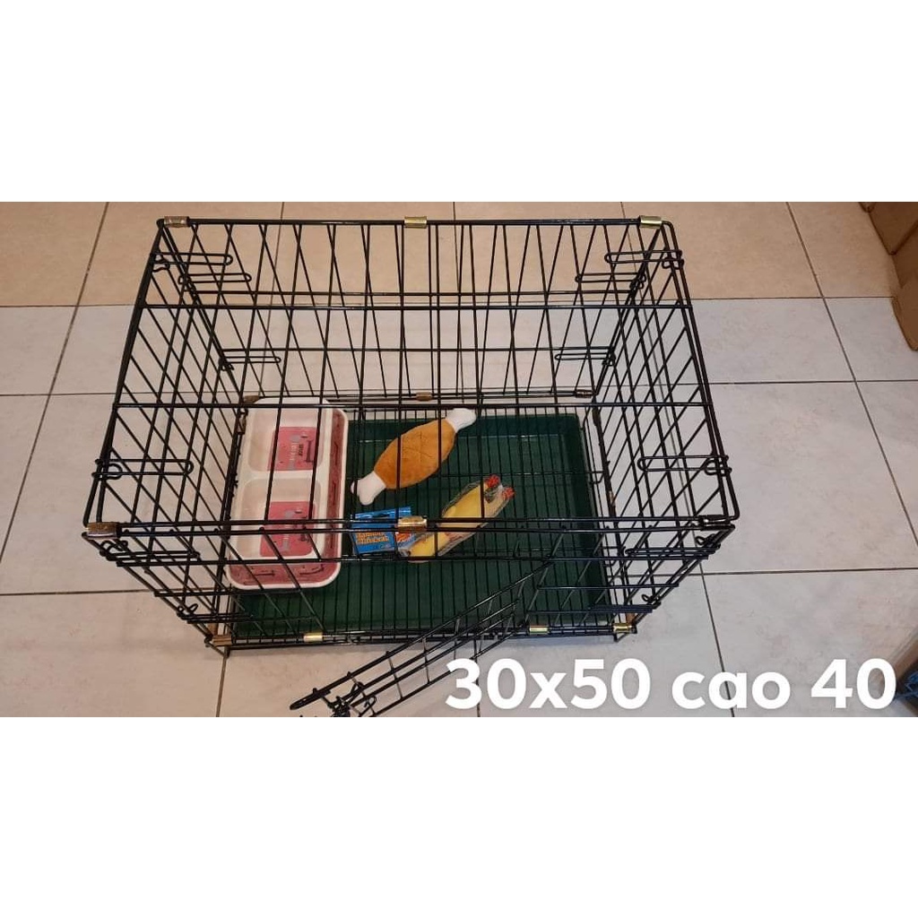 Chuồng Sắt Tĩnh Điện Size 30x50 Chó Dưới 5kg - Chuồng Sắt Xếp Gọn Kèm Mâm Hứng