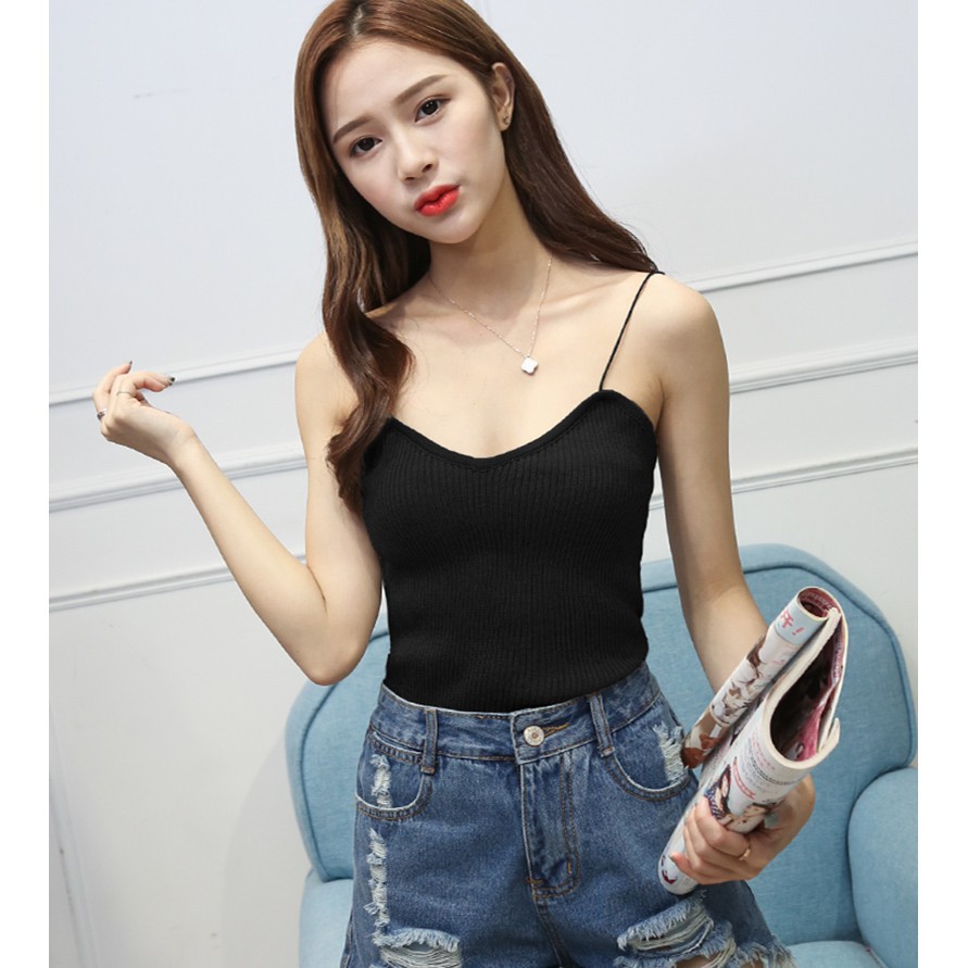 [Mã FAMAYWA giảm 10K đơn 50K] Áo Nữ Hai Dây Quyến Rũ Chất Len Ôm Sát Co Dãn, APG10 | BigBuy360 - bigbuy360.vn