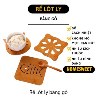 Đế Lót Ly - Rế Lót Ly, Chén Bằng Gỗ Dày Nhiều Hoạ Tiết, Cách Nhiệt Tốt 5723