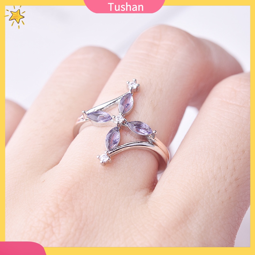Nhẫn 2 lớp đính đá hình hoa khắc chữ With God All Things Are Possible cho nữ