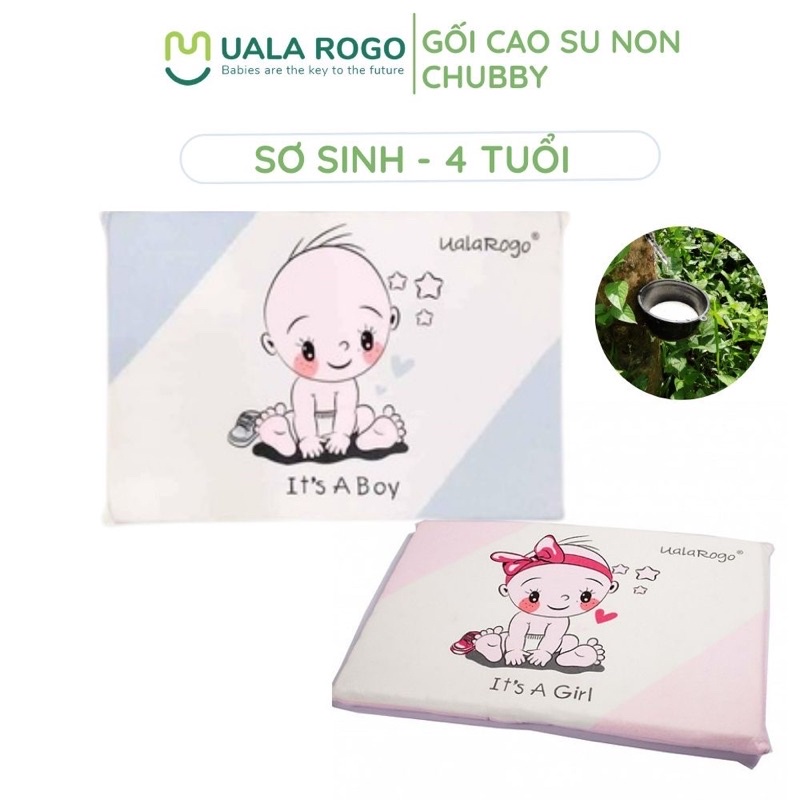 Gối cao su non CHUBBY Uala &amp; Rogo Viet Nam vỏ gối 60% sợi tre [ UalaRogo ]