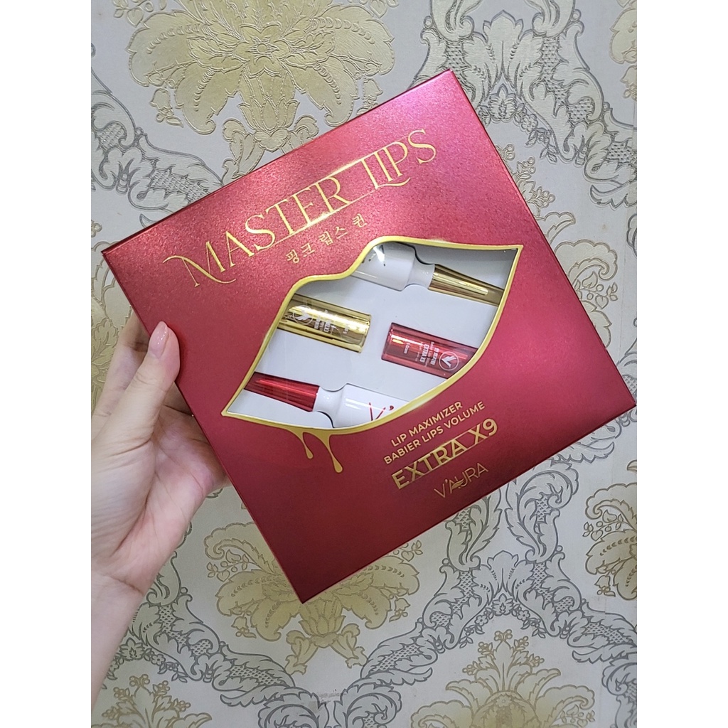 Mẫu Mới - Combo Cấy Hồng Môi Vaura Master Lips V3 Babier Lips Volume  ,mờ thâm làm hồng môi