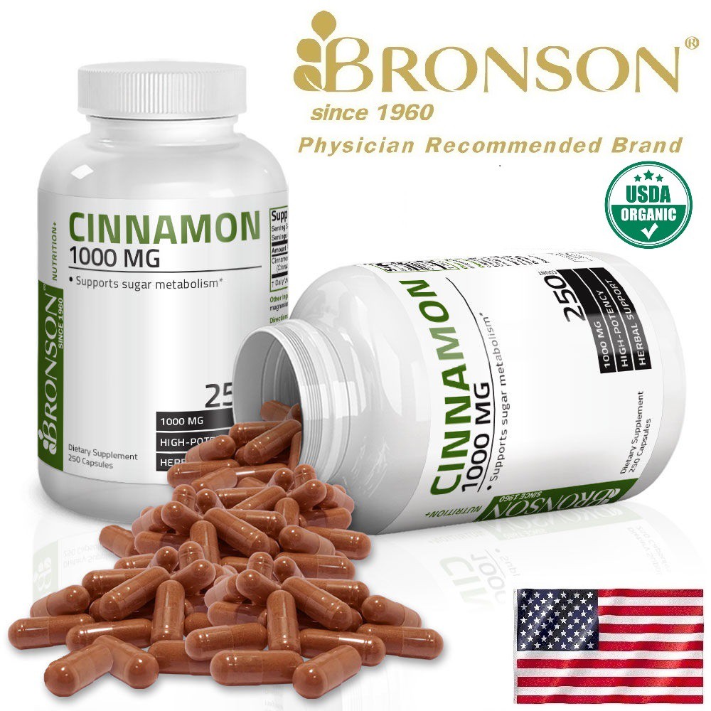 Organic Vitamins Cinnamon 1000mg - 250 viên Mỹ - Giảm tiểu đường