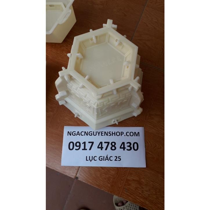 Khuôn đúc chậu lục giác rộng 25 cao 20 cm hoa văn tùy chọn