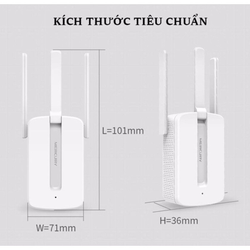 Bộ kích Wifi Mercury 3 râu - Hàng Nhập Khẩu chính hãng, kích cực mạnh tới 300m, tốc độ 30MBPS, nhỏ gọn mã skuu AQ4267