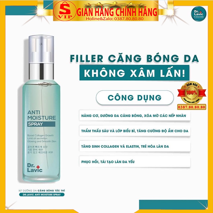 [AUTH-MUA 1 TẶNG 1] Xịt khoáng mặt cấp ẩm trắng da, căng bóng tức thì, se khít chân lông / Xịt khoáng Dr.Lavic xóa nhăn