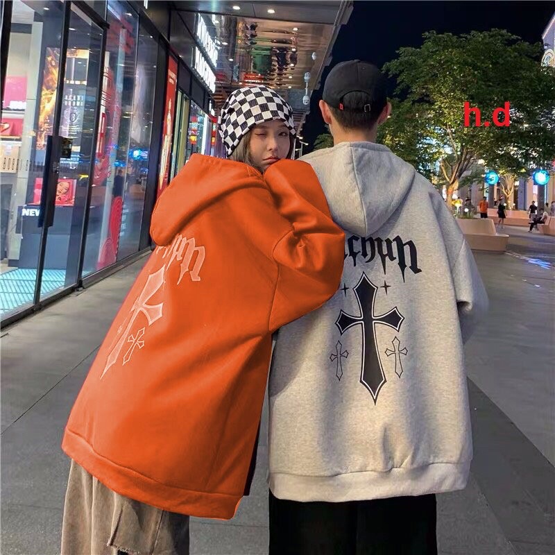 Áo hoodie QucBun Chữ Thập UlzzangHodie nam nữ form rộng dài vải nỉ tàu giữ nhiệt, dày dặn, lót bôngFree Ship Unisex