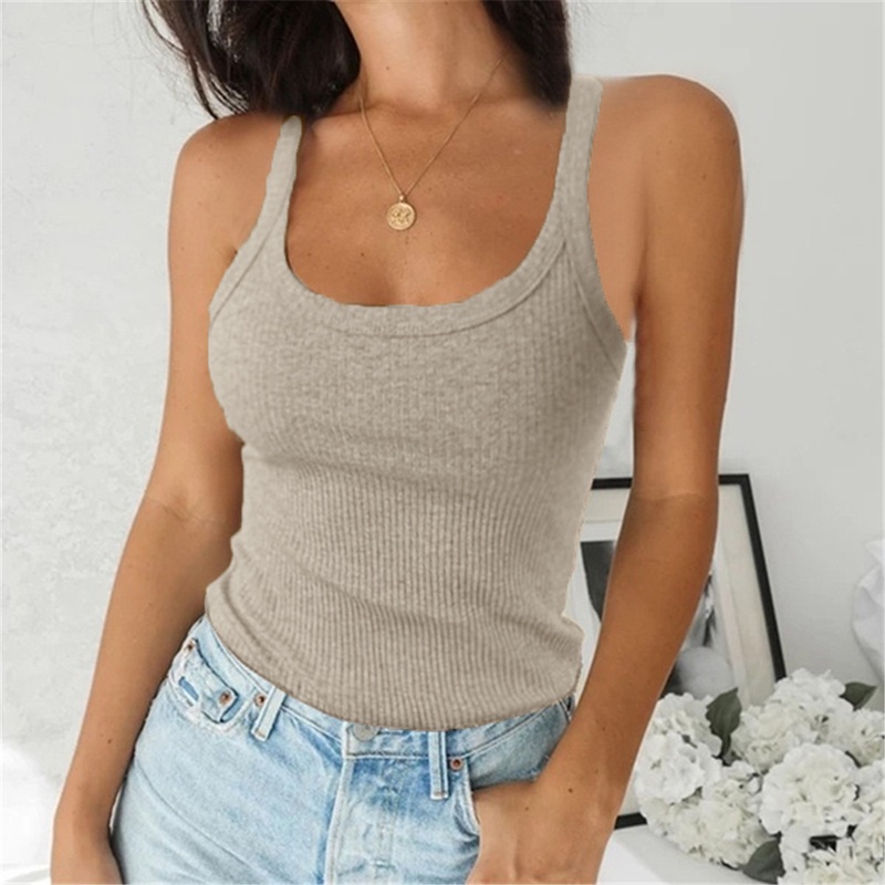 Áo Thun Ba Lỗ Cổ Chữ U Màu Trơn Size Lớn S-5XL Chất Lượng Cao Cho Nữ