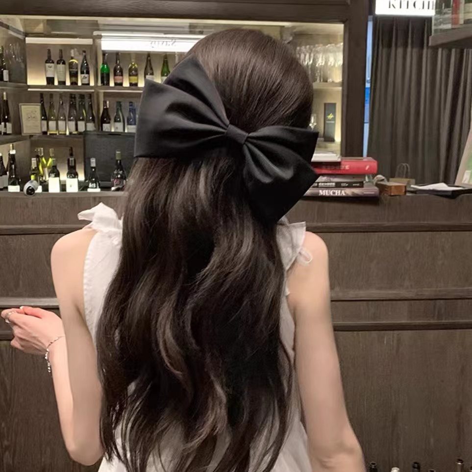 Kẹp Tóc Nơ Ruy Băng Lớn Phong Cách Hàn Quốc Ngọt Ngào Cho Nữ