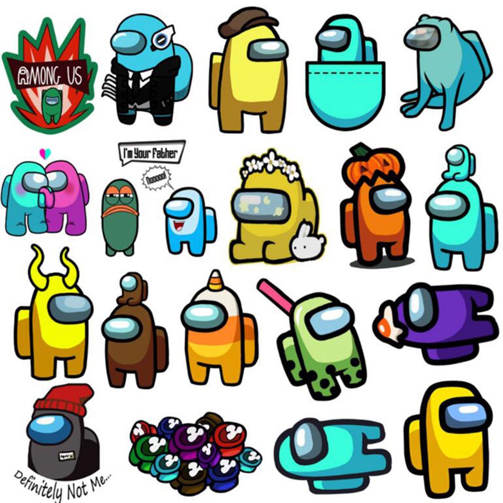 Set 50 hình dán phong cách Among Us chống thấm nước trang trí mũ bảo hiểm/tủ lạnh/xe máy/xe đạp/hành lý/ván trượt DIY
