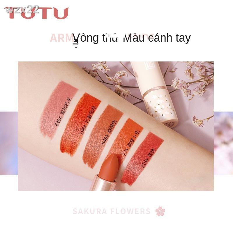 TUTU cherry flower lipstick matte phong cách nữ sinh kiểu Pháp niche giá rẻ màu vỏ cà chua thối son