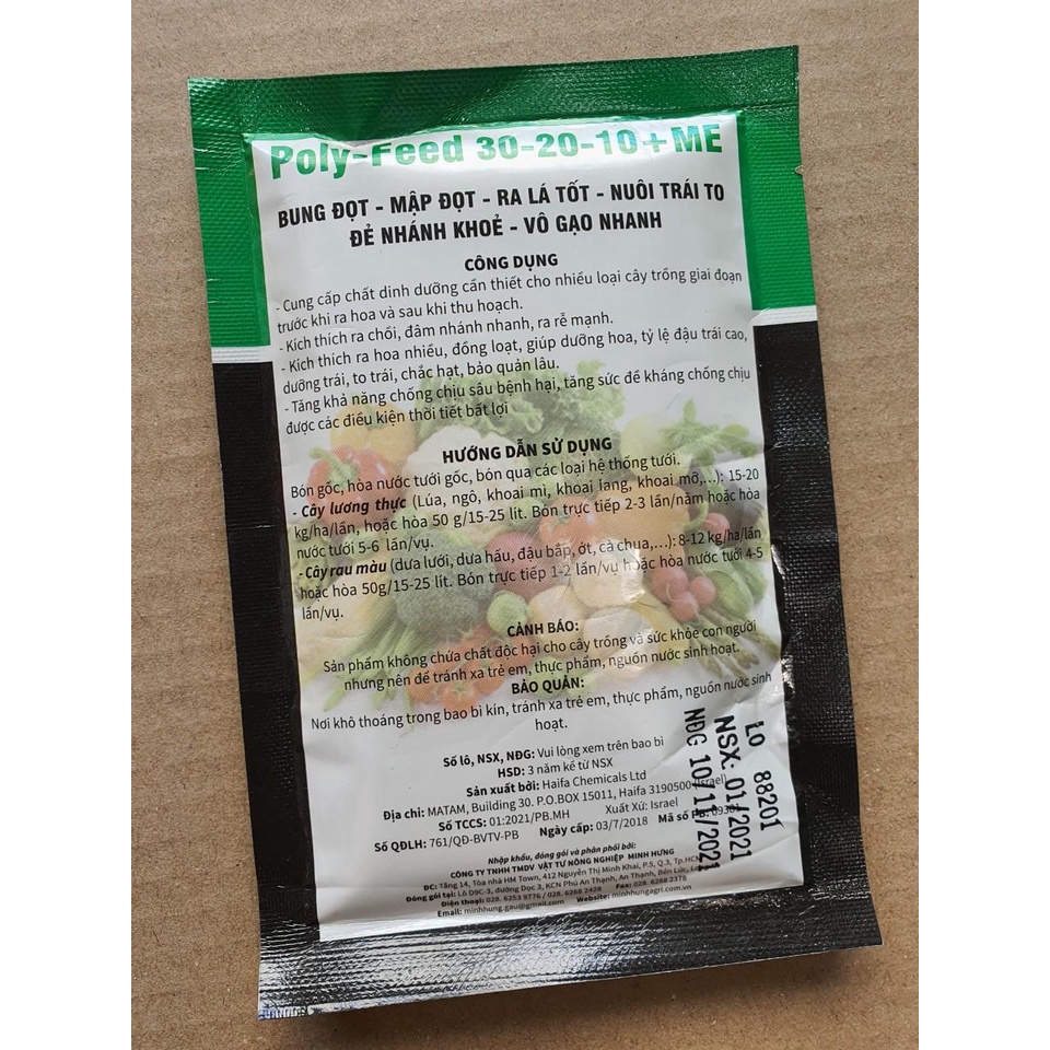 SET 5 GÓI PHÂN BÓN LÁ POLY-FEED 30-20-10+ME  CHẤT LƯỢNG CAO