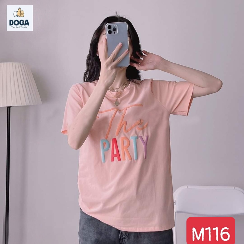 Áo Thun Nữ DOGA M116 Tay Lỡ In Chữ Trendy Phong Cách