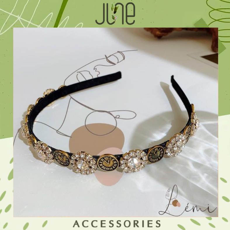 [FREESHIP] Bờm tóc đính đá hình hoa, phong cách cổ điển sang trọng, quyến rũ, June accessories