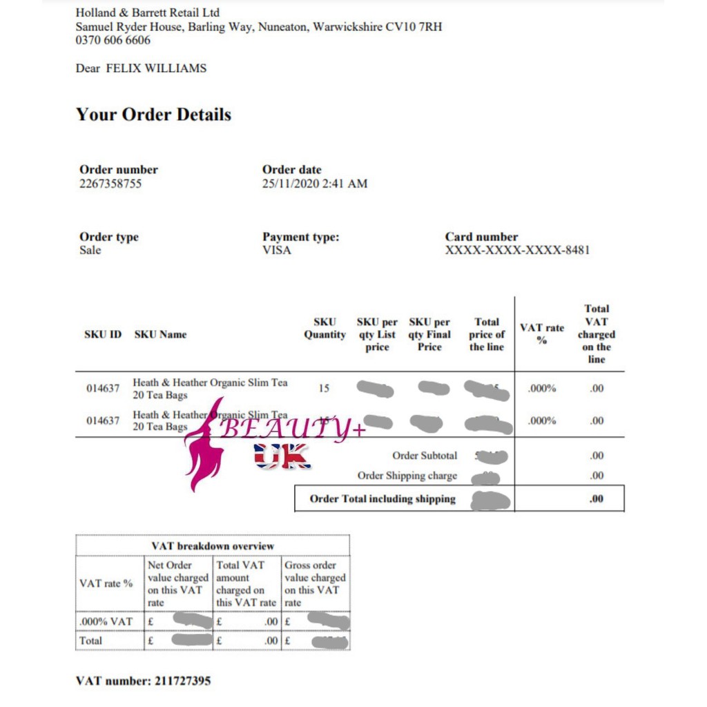 Trà thảo dược giảm cân Heath & Heather Organic Botanical Slim Mate của Anh