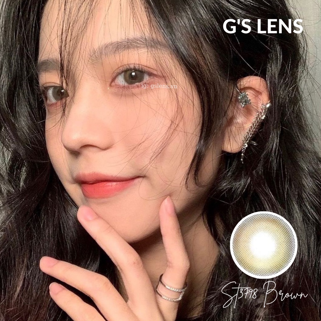 Kính Áp Tròng Nâu Tây Trăng Khuyết Size S 14.2mm Có 0 Đến 6 Độ Lệch Độ ST3798 Brown