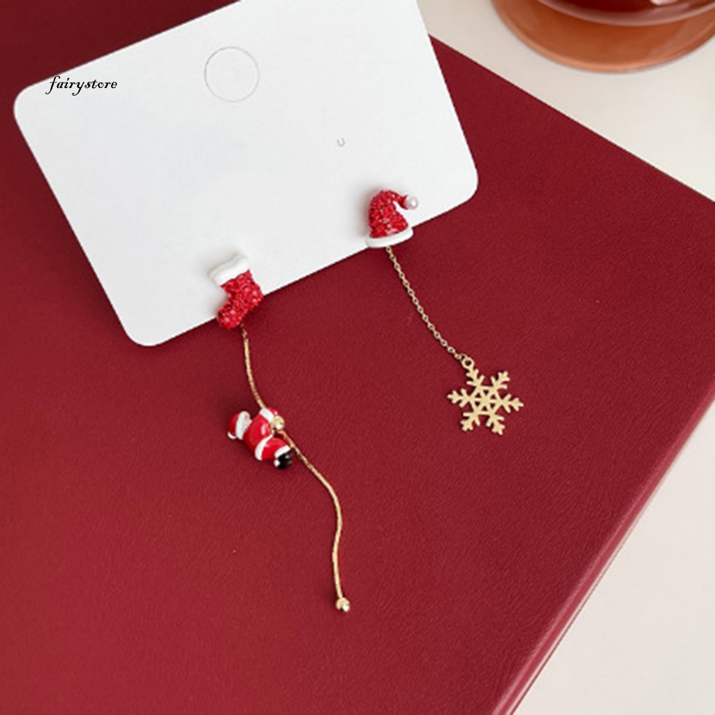 Fairystore| 1 Đôi Bông Tai Hình Ông Già Noel Và Chuông Không Đối Xứng