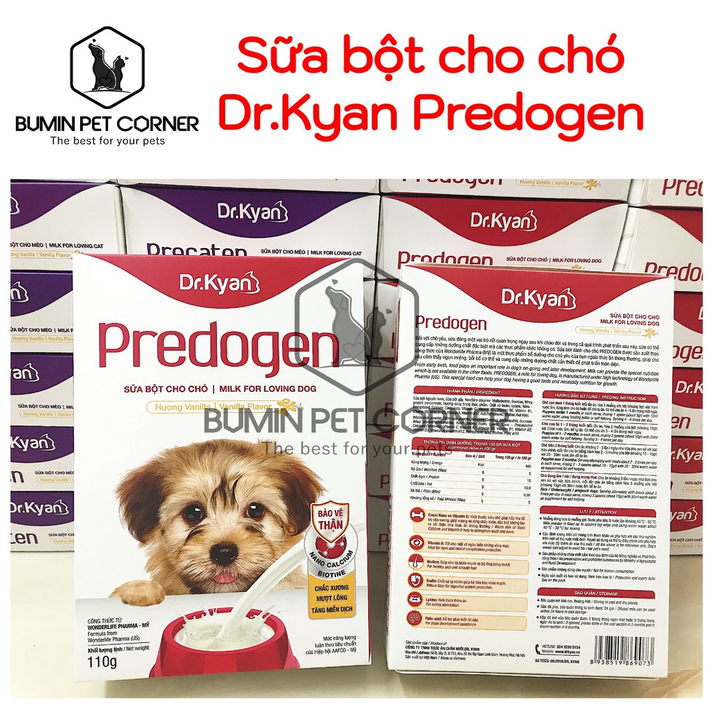 [Mã PET50K giảm Giảm 10% - Tối đa 50K đơn từ 250K] Sữa bột cho chó Dr.Kyan Predogen hộp 110g