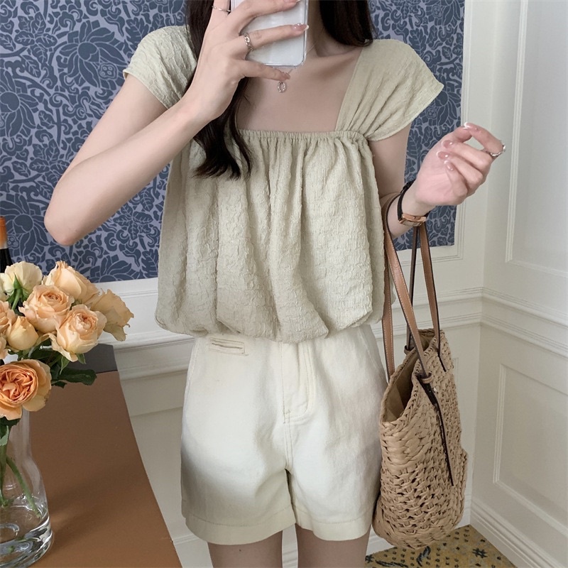 Áo Hai Dây Bản To Dáng Bồng Line Phong Cách Hàn Quốc Siêu Xinh