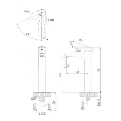 Vòi Lavabo Inax Nóng Lạnh LFV-5000SH, Bảo Hành Chính Hãng 2 Năm