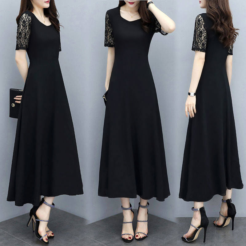 Large-size summer 2021 new lace dress loose cover belly reduce age and thin women's temperament fat mm mid-length skirt | BigBuy360 - bigbuy360.vn