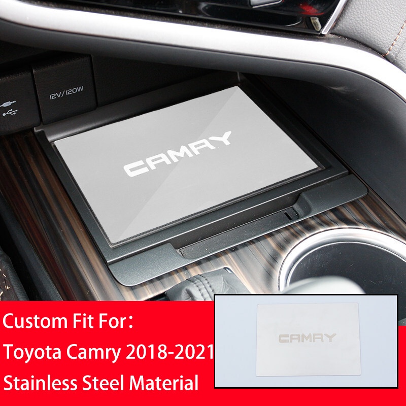 Miếng Dán Trang Trí Hộp Đựng Đồ Bằng Thép Không Gỉ Cho Xe Hơi Toyota Camry 2018 2019 2020 2021