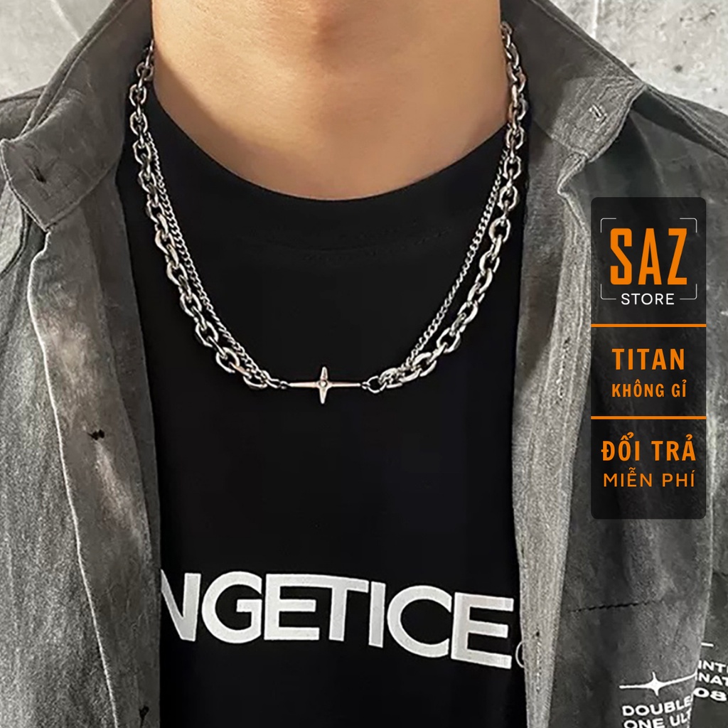 Dây Chuyền Nam Enchanted Màu Bạc SAZ- Vòng Cổ Hip Hop Chất Liệu Titan Cao Cấp Không Gỉ - Vòng Cổ Enchanted