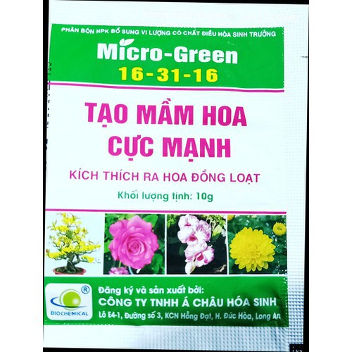 Micro Green NPK 16-31-16 gói 10 gram - Phân bón lá tạo mầm hoa cực mạnh