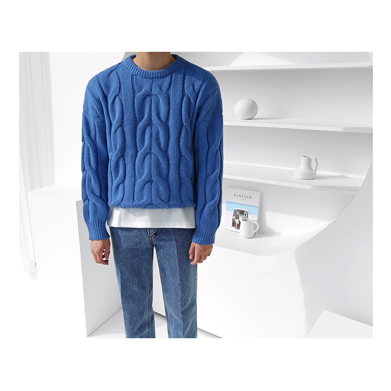 Áo len nam cổ tròn dày dặn cao cấp Hàn Quốc Timu Twist Knit