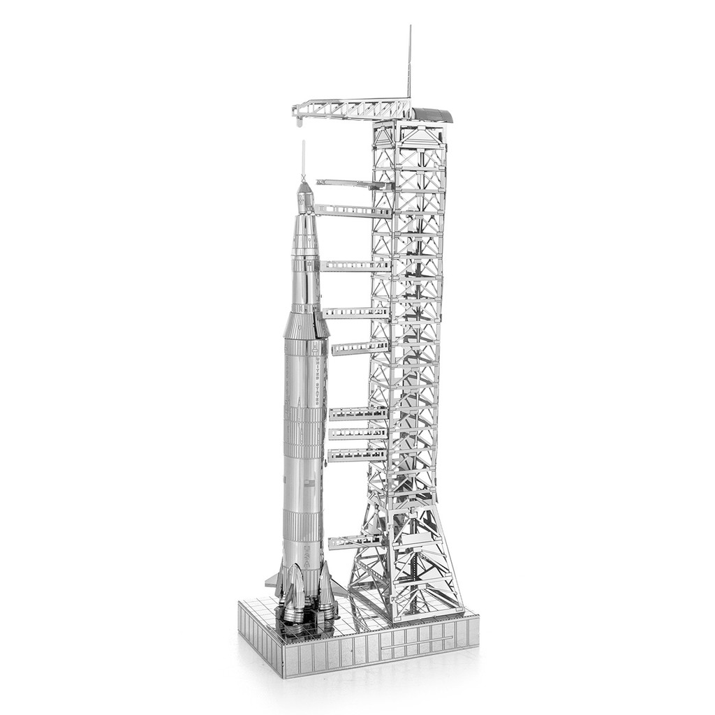 MÔ HÌNH 3D KIM LOẠI đồ chơi lắp ráp Apollo Saturn V with Gantry, đồ chơi xếp hình