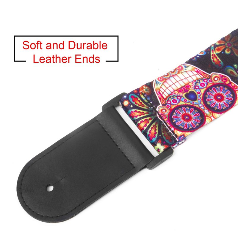 High Quality Melede Skull Adjustable Guitar Strap for Bass, Guitars - 2Inch Wide D