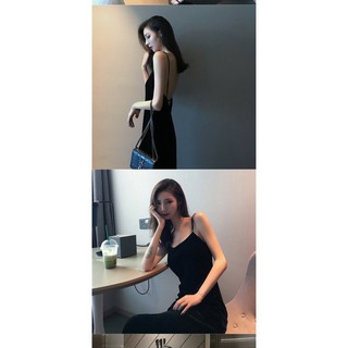 [Od10-15n] Váy 2 dây đen hở lưng sẹc xi