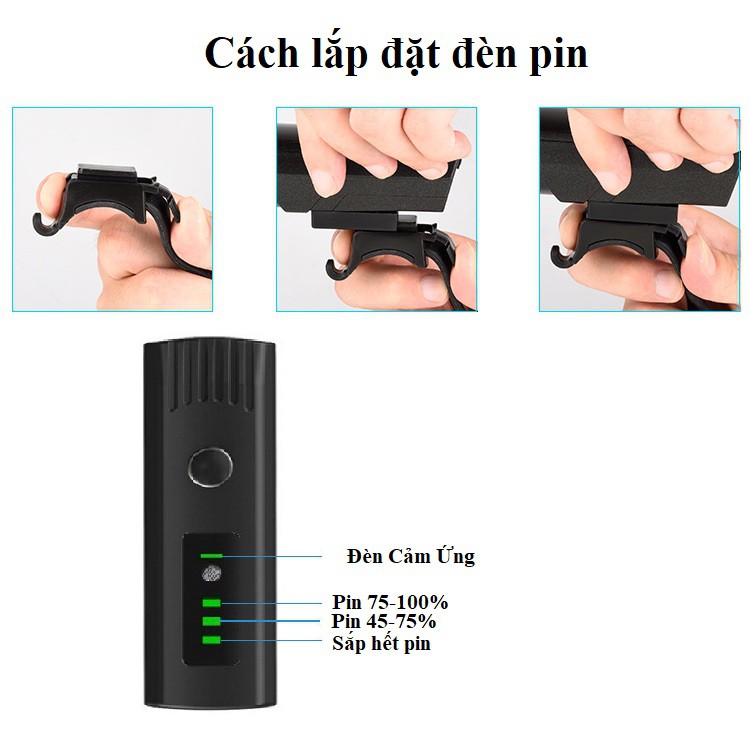 Đèn Pin Xe Đạp Siêu Sáng 4 Chế Độ, Chống Nước, Cảm Biến Ánh Sáng Tự Động Điều Chỉnh Độ Sáng, Pin Sạc 1500mah, Dễ Lắp Đặt