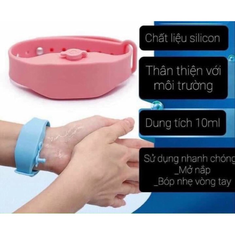 Combo 2 Vòng Đeo Tay Đựng Dung Dịch Xát Khuẩn Kèm Bình Bơm