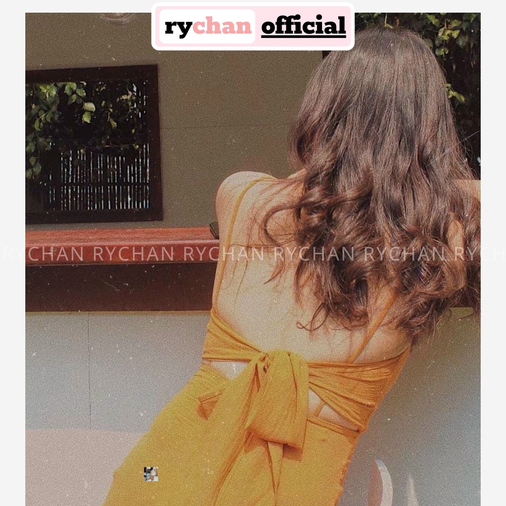 Đầm Maxi 2 Dây Hở Lưng Đi Biển Đắp Chéo Ngực Nơ Lưng - DM0133