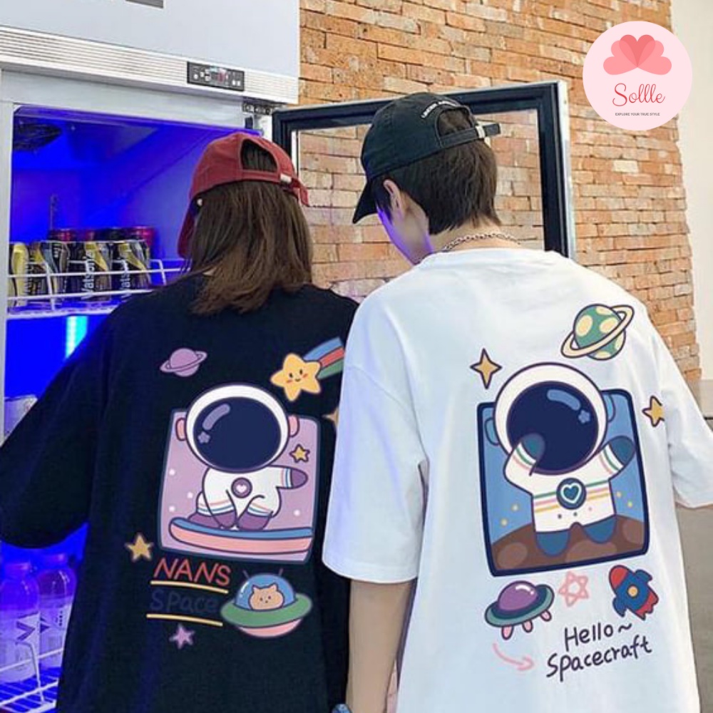 Áo thun unisex SPACE basic TEE phom rộng tay lỡ dành cho nam nữ oversize cotton Sollle