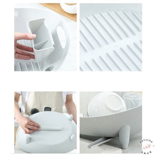 Rổ giá úp bát đĩa thông minh hình chiếc thuyền có khay hứng nước,Đồ dùng nhà bếp thông minh