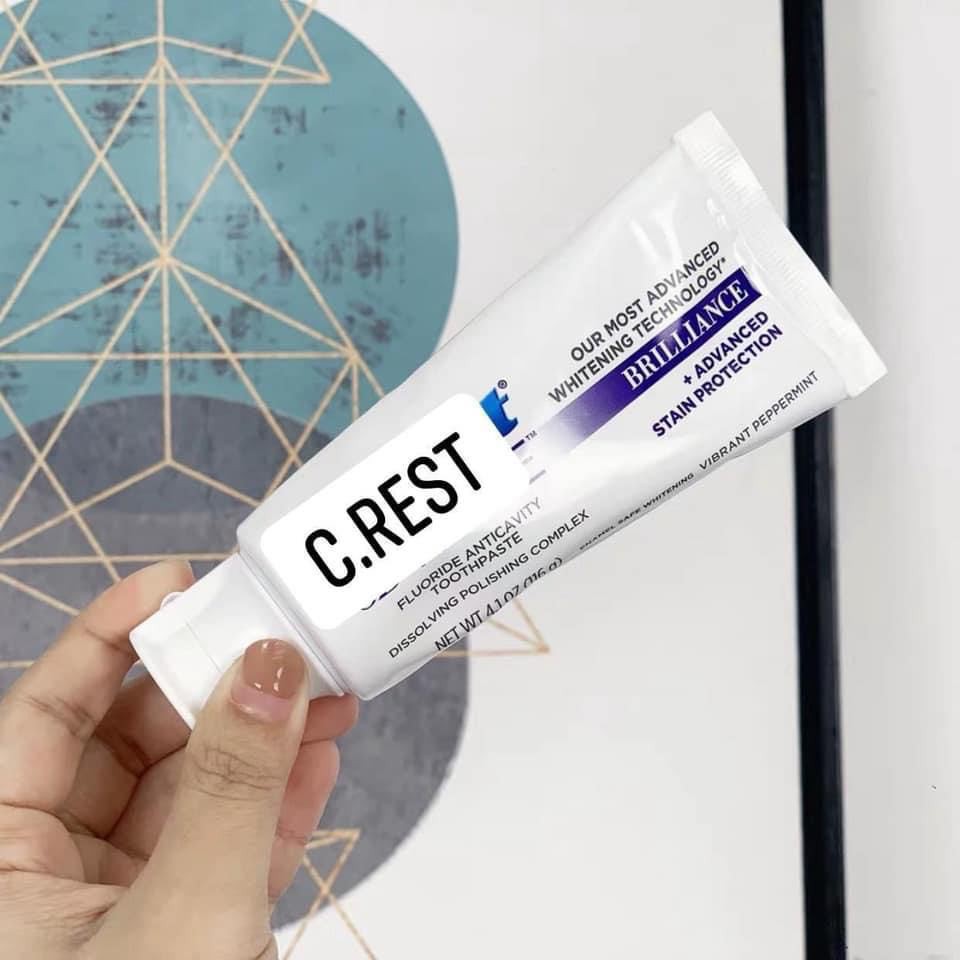 [Có sẵn]  Kem đánh răng làm trắng Crest 3D White Brilliance 116g - 24g, kem đánh răng chuyên dùng làm trắng