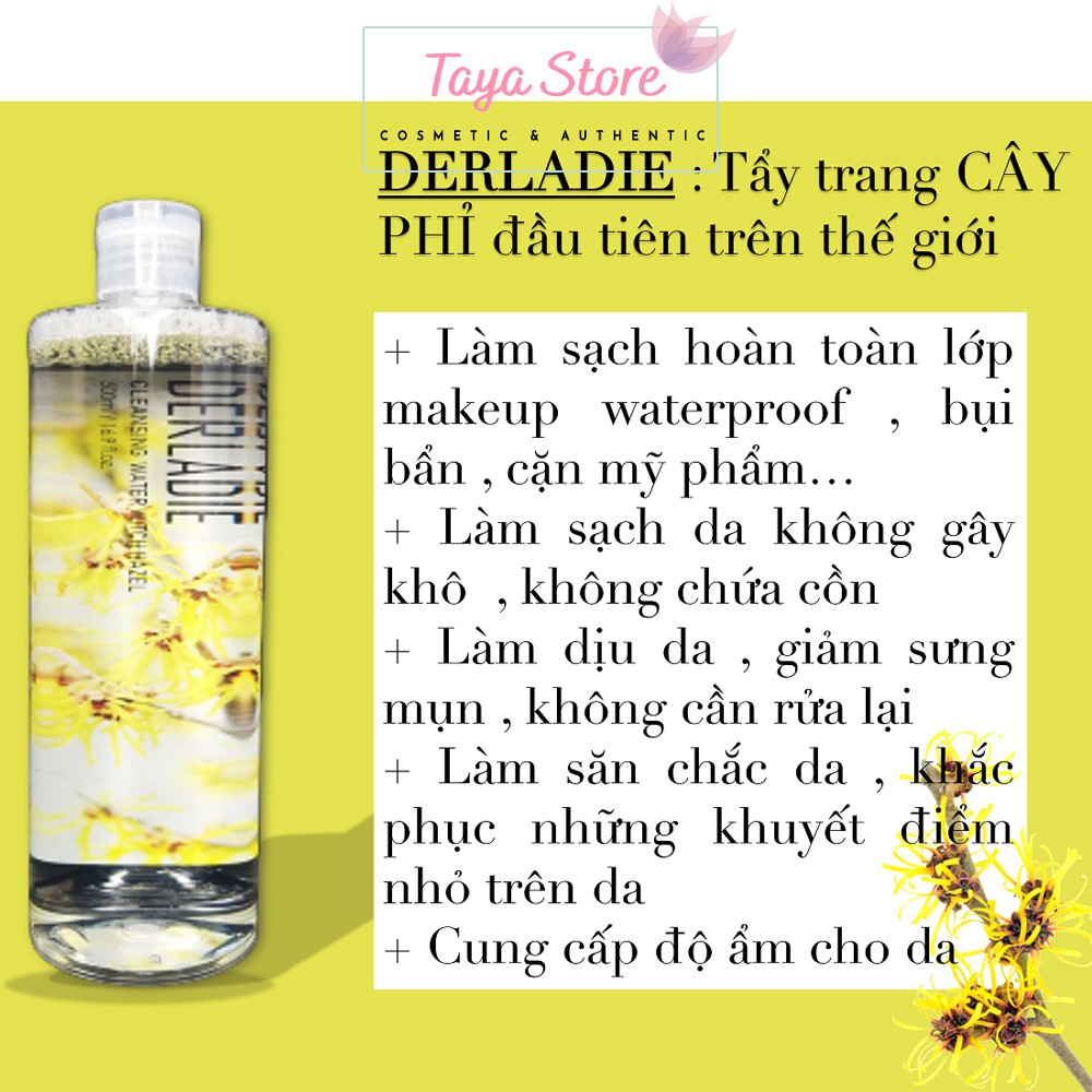 Nước tẩy trang Derladie Cleansing Water Witch Hazel Hàn Quốc 500ml