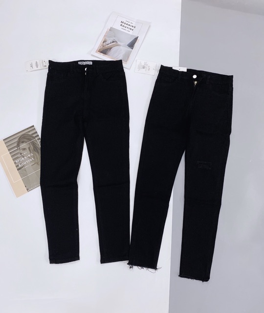 QUẦN BÒ ĐEN NỮ CẠP CAO RÁCH ĐÙI SIÊU CÁ TÍNH | BigBuy360 - bigbuy360.vn