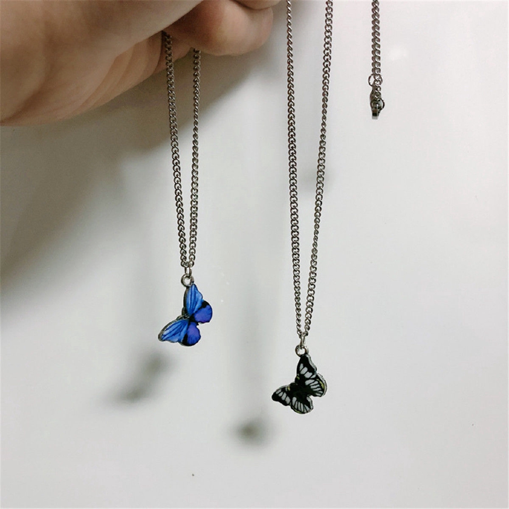 Dây chuyền mặt hình bươm bướm nhiều màu sắc phong cách Hàn Quốc