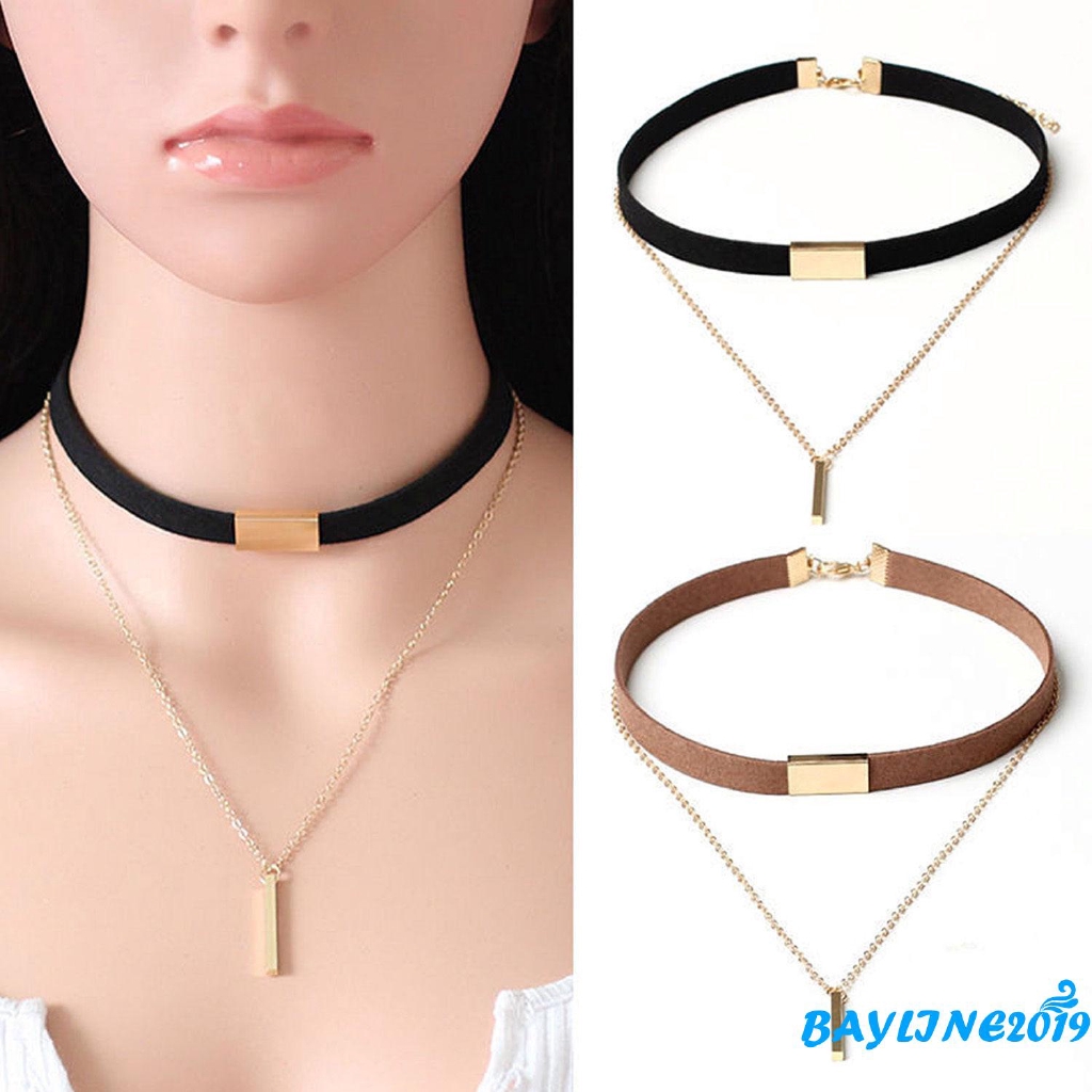 Dây chuyền nhung phối mạ vàng phong cách thời trang nữ tính