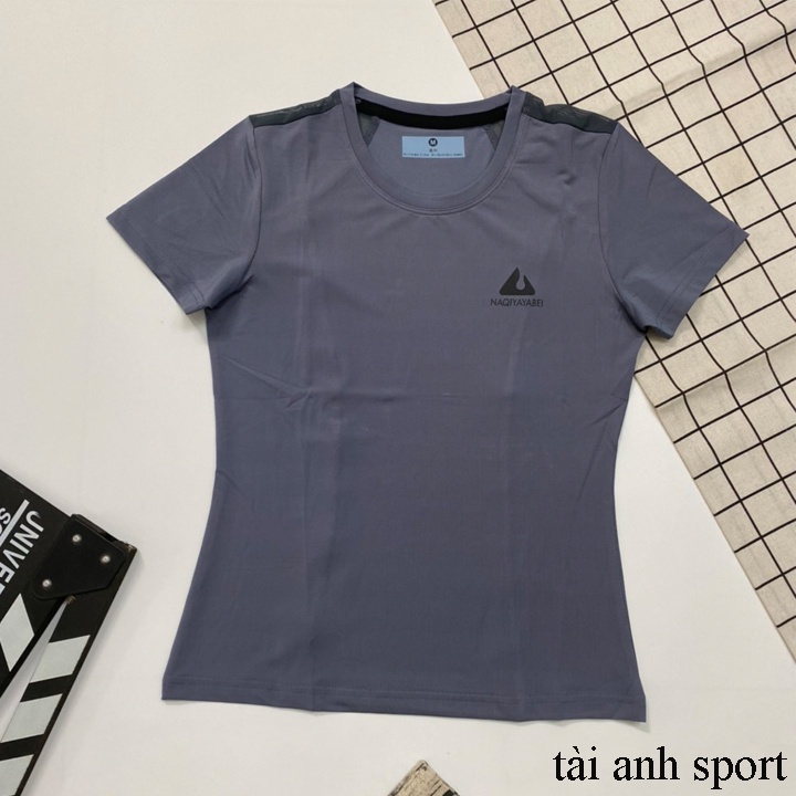 Áo nữ tập Gym, Yoga, Aerobic tay ngắn, chất thun 4 chiều - Naqiyayabei lưới lưng