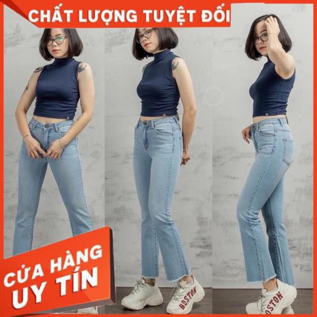 Quần jeans ống loe lửng 9 tấc 3 màu(đen-xanh nhạt-xanh đậm)  ྇ *