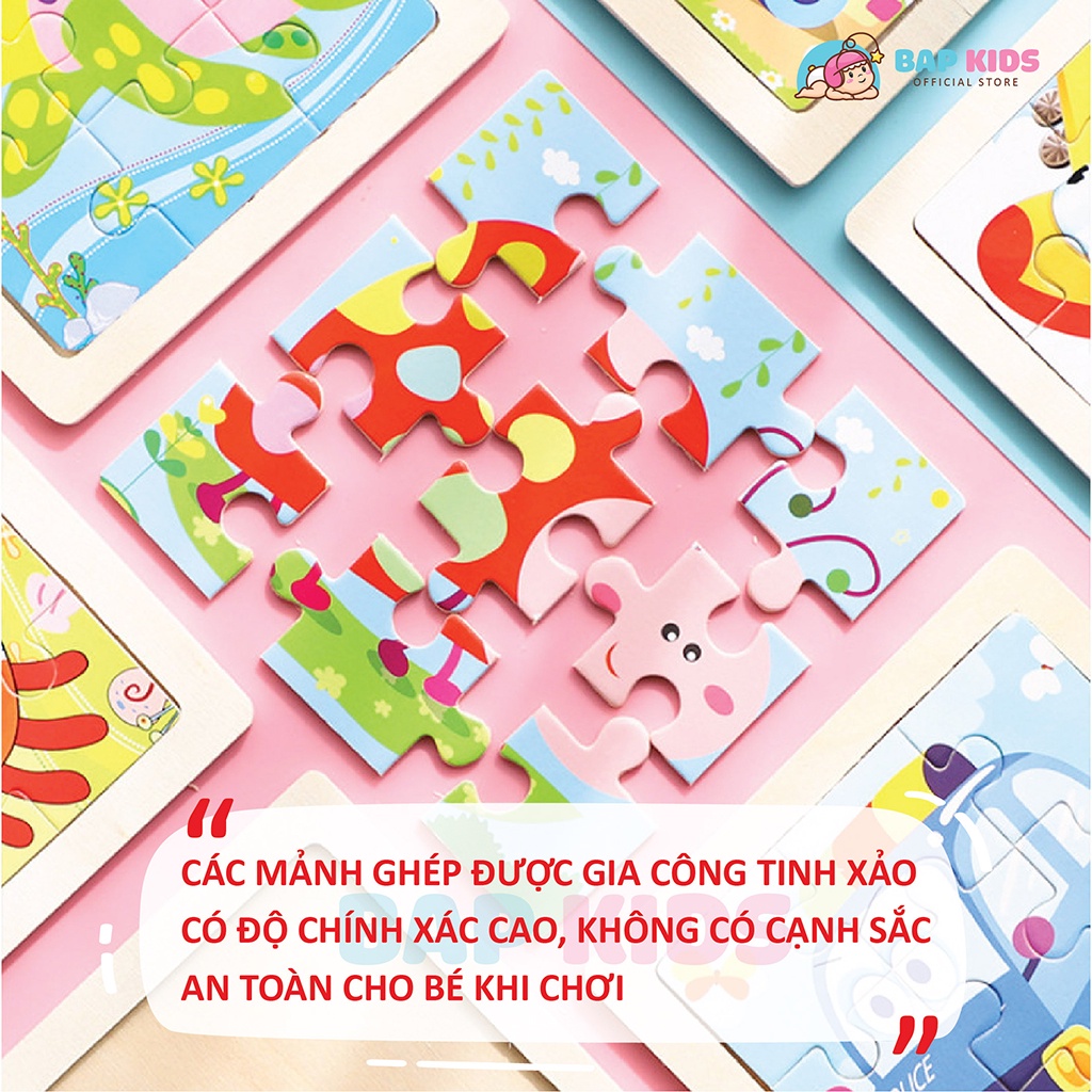 Đồ chơi gỗ Bapkids, Combo tranh ghép hình 9 mảnh size nhỏ