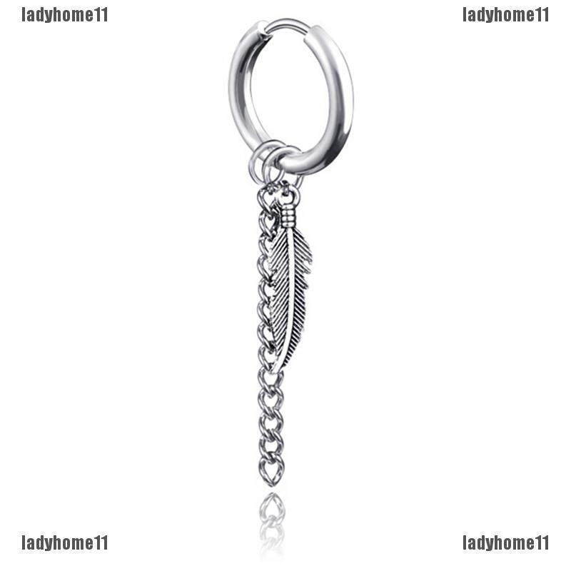 Bông Tai Dài Hình Lông Vũ Bằng Thép Titan Thời Trang