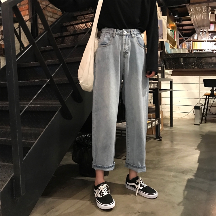 Quần jean lưng cao ống rộng phong cách Hàn Quốc dành cho nữ | BigBuy360 - bigbuy360.vn